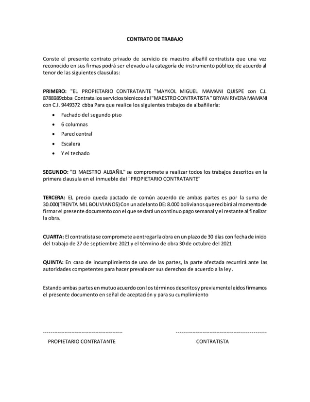 🥇【 Contrato de Trabajo Chile 】 Modelo Word y PDF